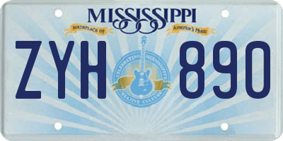 MS license plate ZYH890