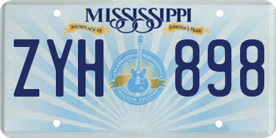 MS license plate ZYH898