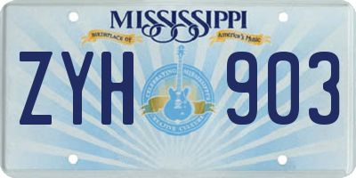 MS license plate ZYH903
