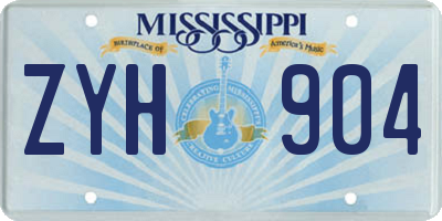 MS license plate ZYH904