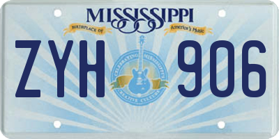 MS license plate ZYH906