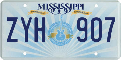 MS license plate ZYH907