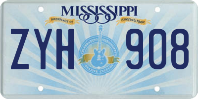 MS license plate ZYH908