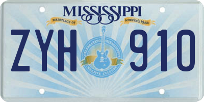 MS license plate ZYH910