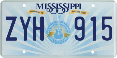 MS license plate ZYH915
