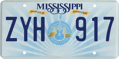 MS license plate ZYH917
