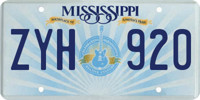MS license plate ZYH920