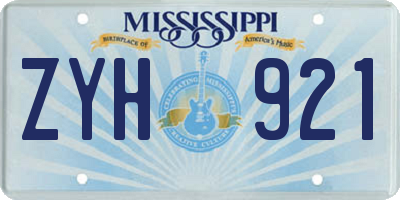 MS license plate ZYH921