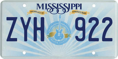 MS license plate ZYH922