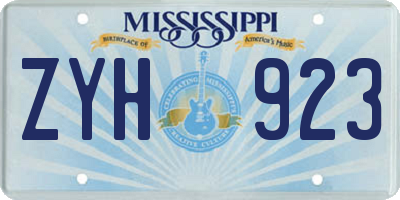 MS license plate ZYH923
