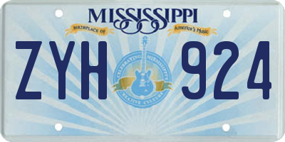 MS license plate ZYH924
