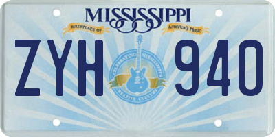 MS license plate ZYH940