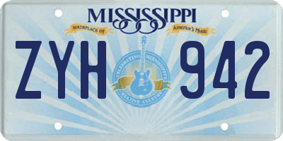 MS license plate ZYH942