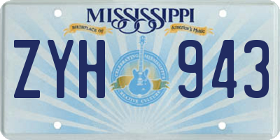MS license plate ZYH943