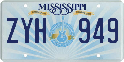 MS license plate ZYH949