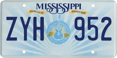 MS license plate ZYH952