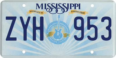 MS license plate ZYH953