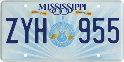 MS license plate ZYH955