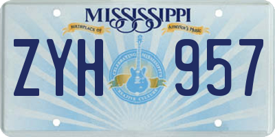 MS license plate ZYH957