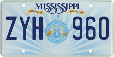 MS license plate ZYH960
