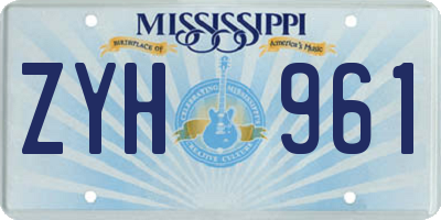 MS license plate ZYH961