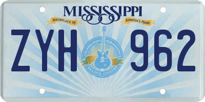 MS license plate ZYH962