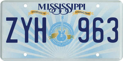 MS license plate ZYH963