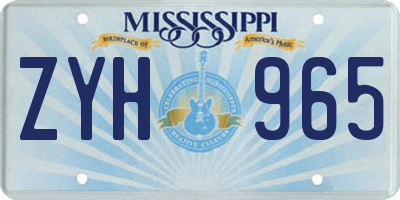 MS license plate ZYH965
