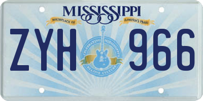 MS license plate ZYH966