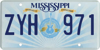 MS license plate ZYH971