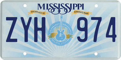 MS license plate ZYH974
