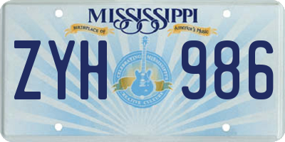 MS license plate ZYH986