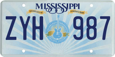 MS license plate ZYH987