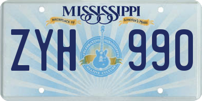MS license plate ZYH990