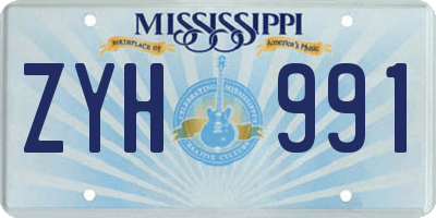 MS license plate ZYH991