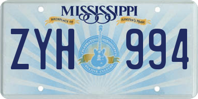 MS license plate ZYH994