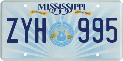 MS license plate ZYH995