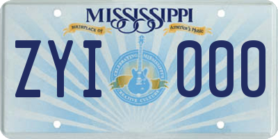 MS license plate ZYI000