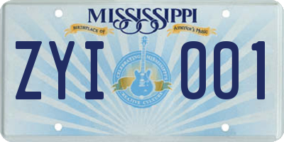MS license plate ZYI001