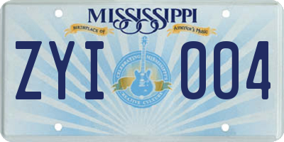 MS license plate ZYI004