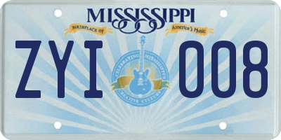 MS license plate ZYI008
