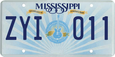 MS license plate ZYI011