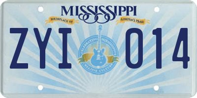 MS license plate ZYI014