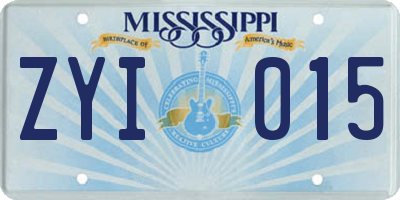 MS license plate ZYI015