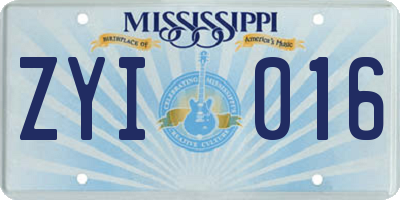 MS license plate ZYI016