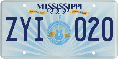 MS license plate ZYI020