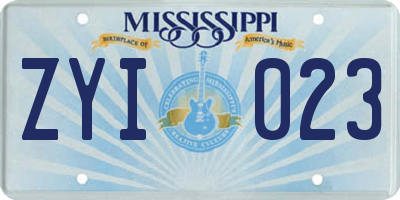 MS license plate ZYI023