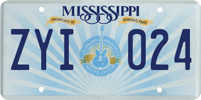 MS license plate ZYI024