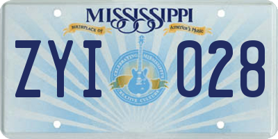 MS license plate ZYI028