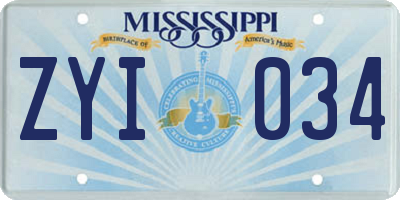 MS license plate ZYI034